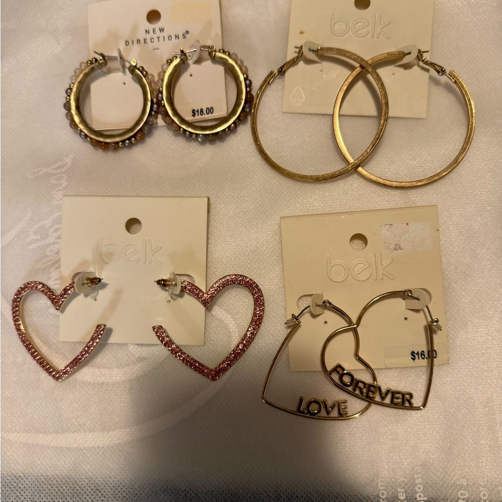 Belk Gold and Pink Earring Set